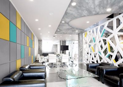 Acoustic wall panels in hotel