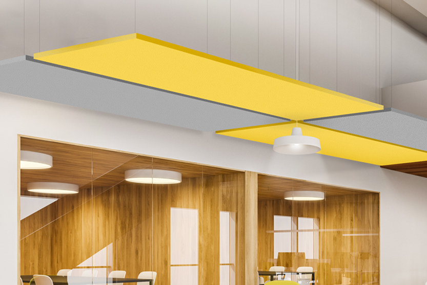 Suspended acoustic ceiling floating panels