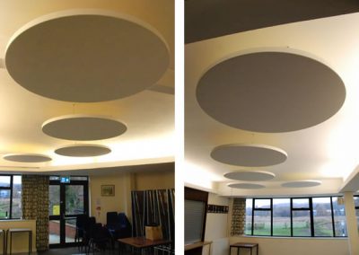 Acoustic ceiling panels in Hall