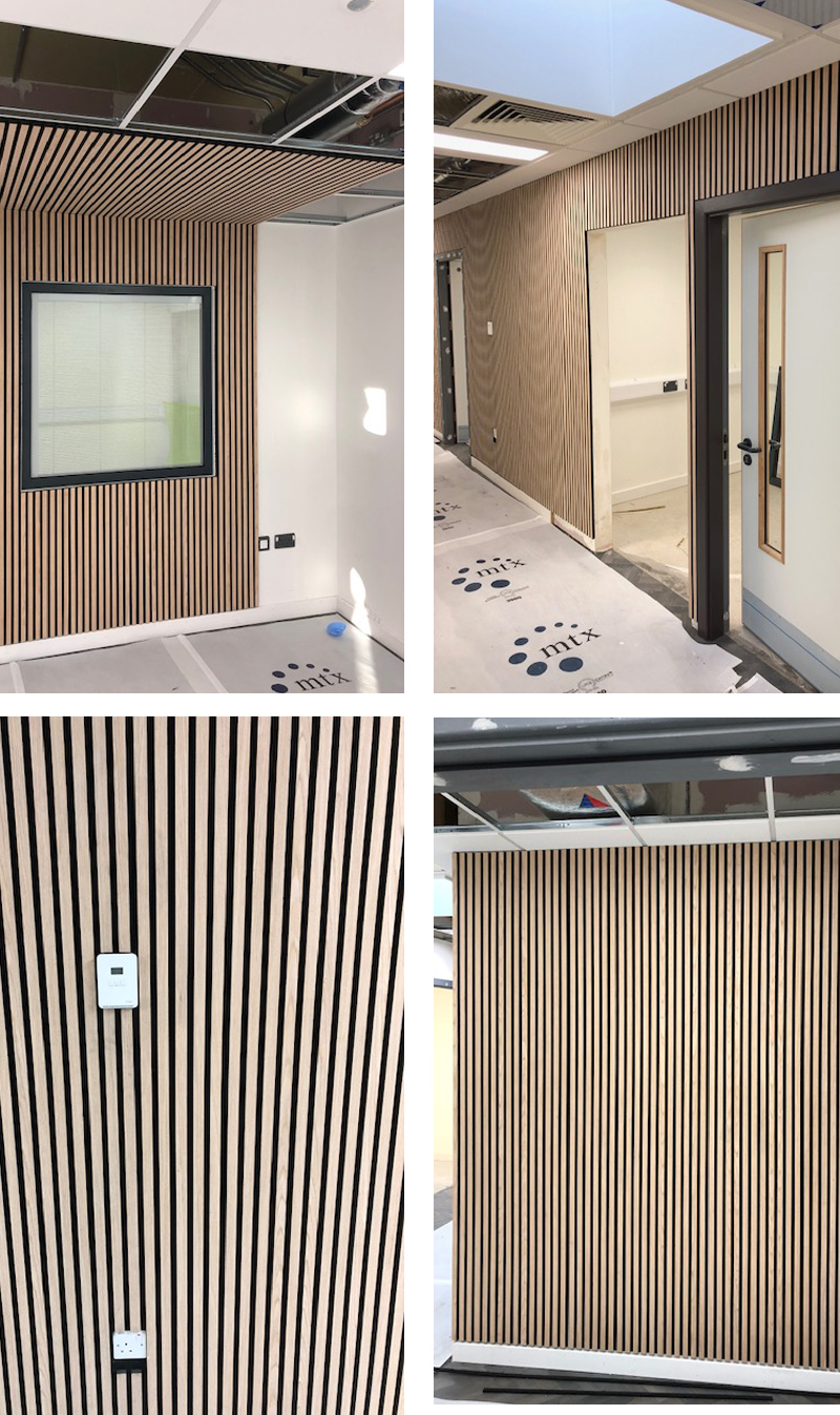 Acoustic wall panels in hotel